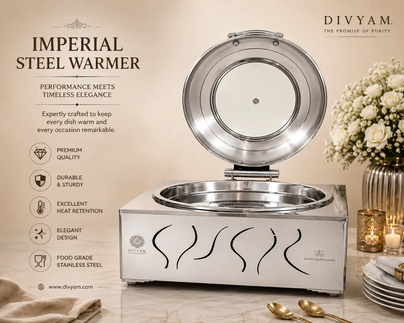 Imperial Steel Warmer — Royal Buffet Presentation by D I V Y A M®